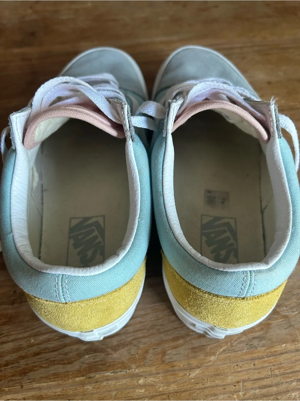 VANS Old Skool Platform Color Block Pastel Pink Yellow Blue Gray Women's 9